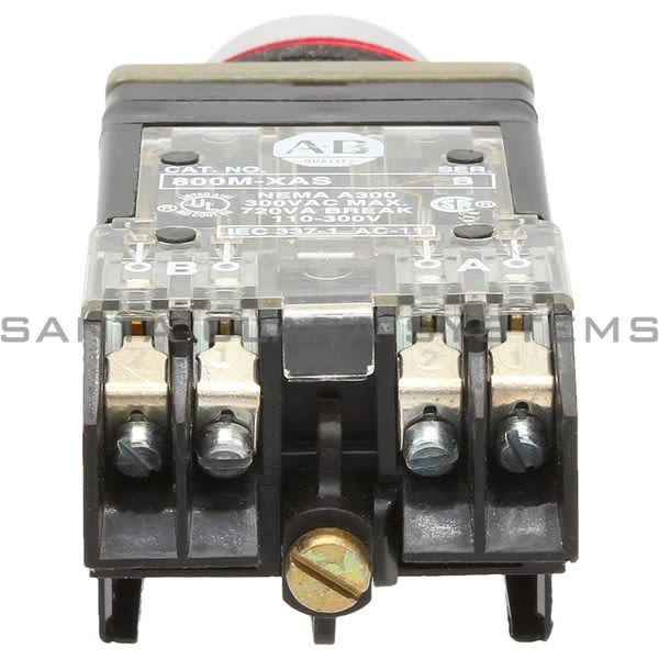 Allen Bradley 800MR-JH4BLAS Small Round Selector Switch Unit 3 Position Spring Return From Left Black Knob 1 N.O. 1 N.C. Product Image