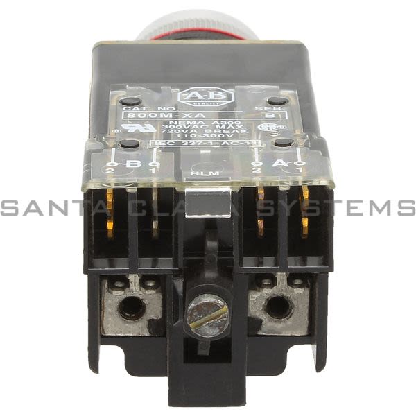 Allen Bradley 800MR-PB16A Small Round Illuminated Push Button Ext. Head Xfmr 120V 60/50Hz Amber Lens Product Image