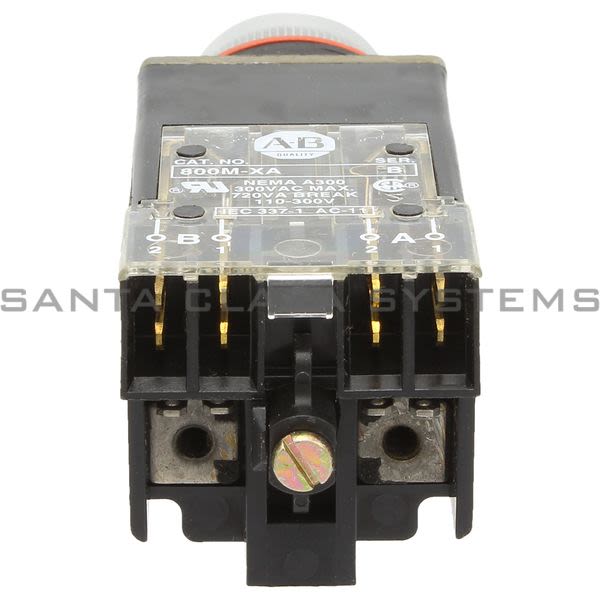 Allen Bradley 800MR-PB16AA Small Round Illuminated Push Button Ext. Head Xfmr 120V 60/50Hz Amber Lens Product Image