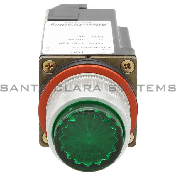 Allen Bradley 800MR-PB16GAS Small Round Illuminated Push Button Extension Head Xfmr 60/50Hz Green Lens 1 No 1NC Product Image