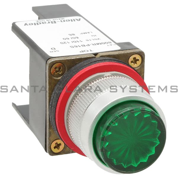 Allen Bradley 800MR-PB16GS Small Round Illuminated Push Button Extension Head Xfmr 60/50Hz Green Lens 1 No 1NC Product Image