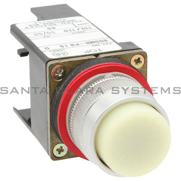 Allen Bradley 800MR-PB16W Smallround Illuminated Push Button Extended Head Xfmr 120V 60/50Hz White Lens Product Image