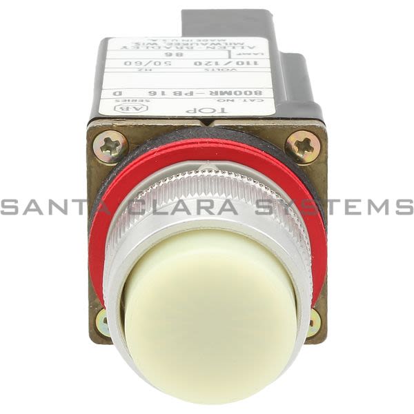 Allen Bradley 800MR-PB16W Smallround Illuminated Push Button Extended Head Xfmr 120V 60/50Hz White Lens Product Image