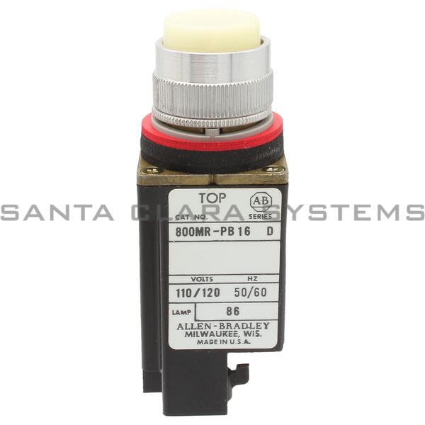 Allen Bradley 800MR-PB16W Smallround Illuminated Push Button Extended Head Xfmr 120V 60/50Hz White Lens Product Image