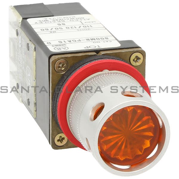 Allen Bradley 800MR-PGA16AA Small Round Illuminated Push Button Flush Head Xfmr 120V 60/50Hz Amber Lens 1 N.O. 1 N.C. Product Image
