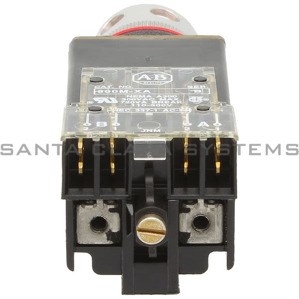 Allen Bradley 800MR-PGA16AA Small Round Illuminated Push Button Flush Head Xfmr 120V 60/50Hz Amber Lens 1 N.O. 1 N.C. Product Image