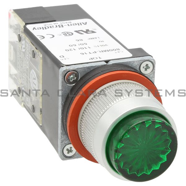 Allen Bradley 800MR-PT16G Small Round Pilot Light Push to Test Xfmr 60/50Hz Green Lens Product Image