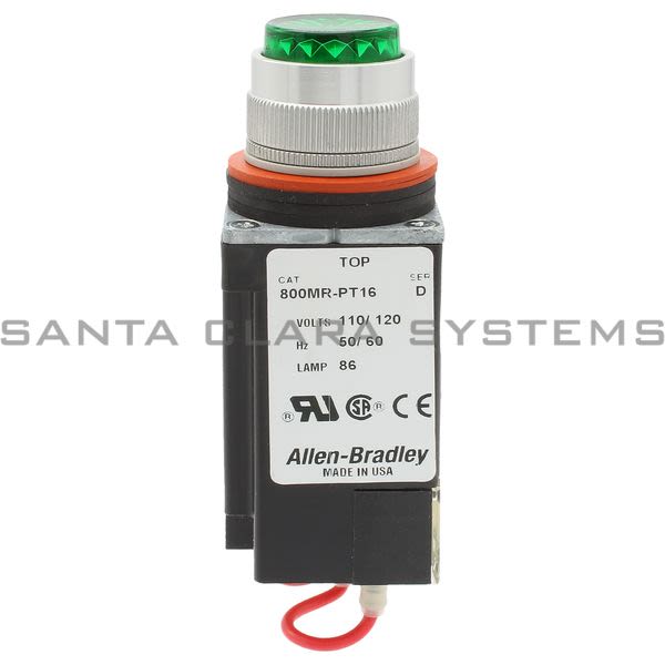 Allen Bradley 800MR-PT16G Small Round Pilot Light Push to Test Xfmr 60/50Hz Green Lens Product Image