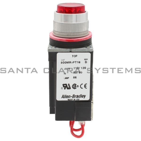 Allen Bradley 800MR-PT16R Small Round Xfmr Pilot Light 120V 60/50Hz Red Lens Product Image