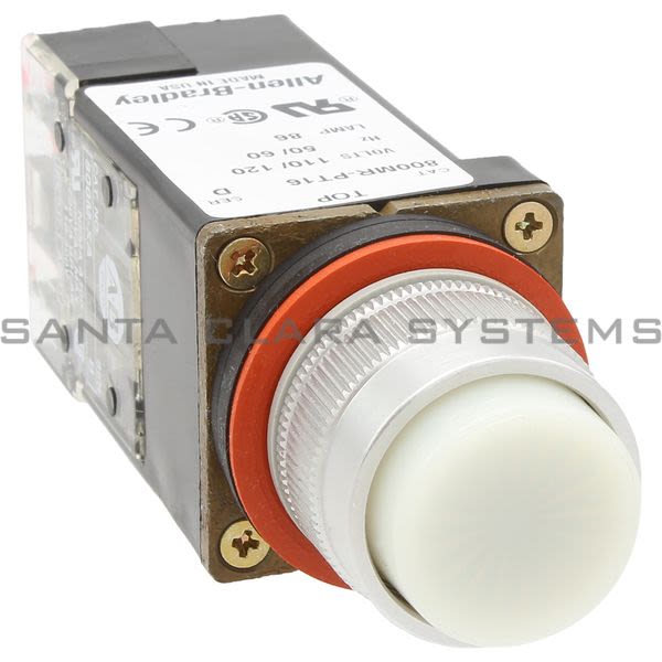 Allen Bradley 800MR-PT16W Small Round Pilot Light Push to Test Xfmr 120V 60/50Hz White Lens Product Image