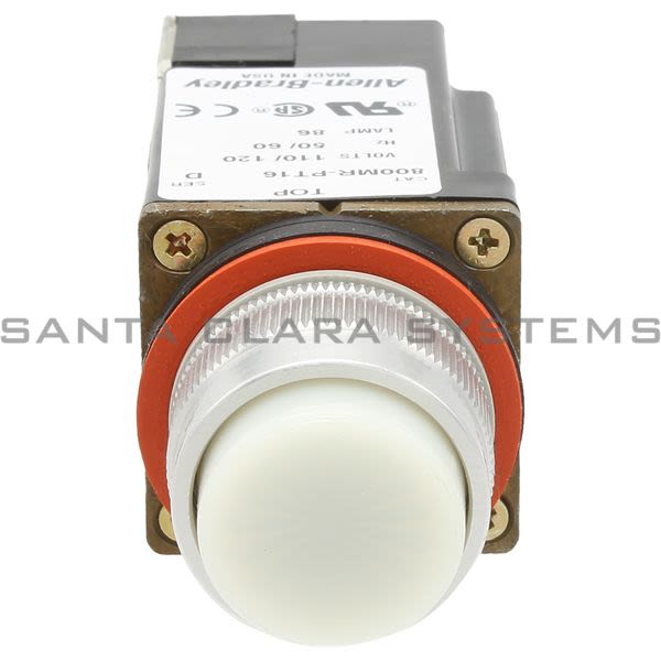 Allen Bradley 800MR-PT16W Small Round Pilot Light Push to Test Xfmr 120V 60/50Hz White Lens Product Image