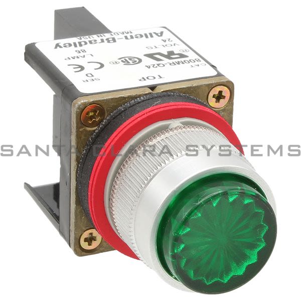 Allen Bradley 800MR-Q24G Small Round Pilot Light Full Voltage 24V Green Lens Product Image