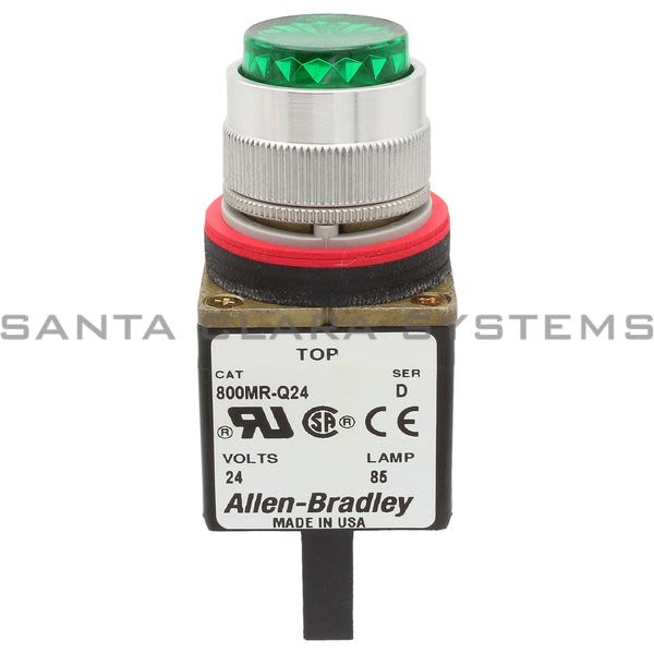 Allen Bradley 800MR-Q24G Small Round Pilot Light Full Voltage 24V Green Lens Product Image