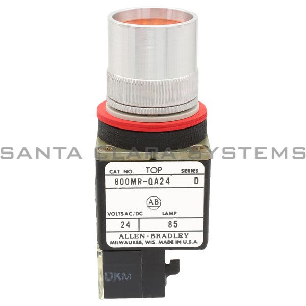 Allen Bradley 800MR-QA24AA Small Round Illuminated Push Button Flush Head Full Voltage 24V Amber 1 N.O. 1 N.C. Product Image