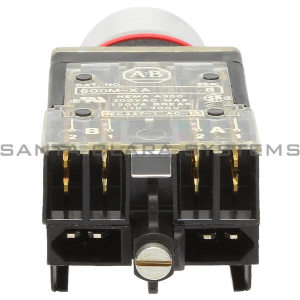 Allen Bradley 800MR-QA24AA Small Round Illuminated Push Button Flush Head Full Voltage 24V Amber 1 N.O. 1 N.C. Product Image