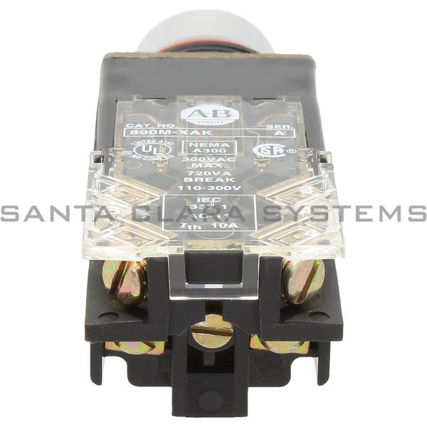 Allen Bradley 800MR-QA24AAK Small Round Illuminated Push Button Flush Head Full Voltage 24V Amber 1 N.O. 1 N.C. Product Image