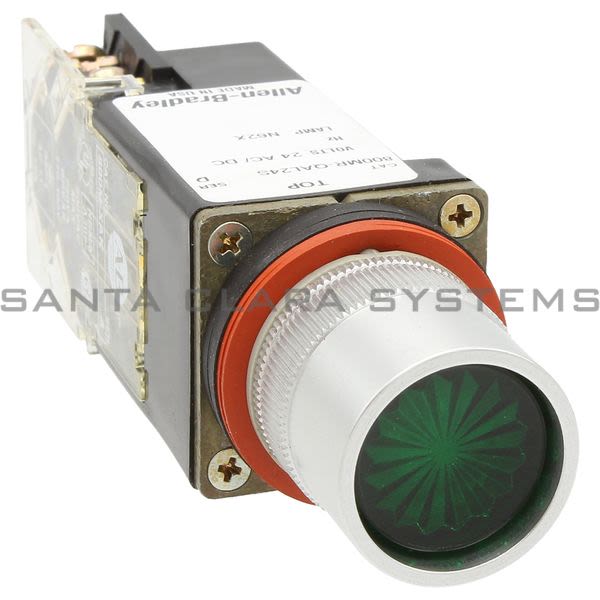 Allen Bradley 800MR-QAL24GAK Small Round Illuminated Push Button Flush Head Full Voltage 12V Green LED 1 N.C. 1 N.O. Product Image