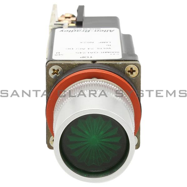Allen Bradley 800MR-QAL24GAK Small Round Illuminated Push Button Flush Head Full Voltage 12V Green LED 1 N.C. 1 N.O. Product Image