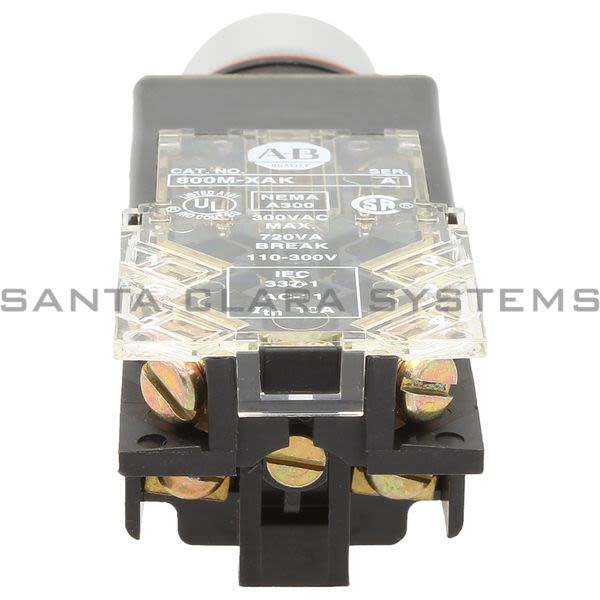 Allen Bradley 800MR-QAL24GAK Small Round Illuminated Push Button Flush Head Full Voltage 12V Green LED 1 N.C. 1 N.O. Product Image