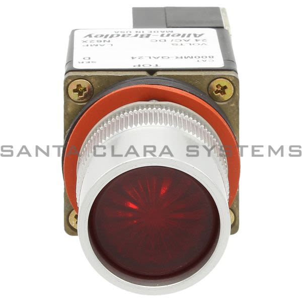 Allen Bradley 800MR-QAL24RA Small Round Illuminated Push Button Flush Head Full Voltage 12V Red LED 1 N.C. 1 N.O. Product Image