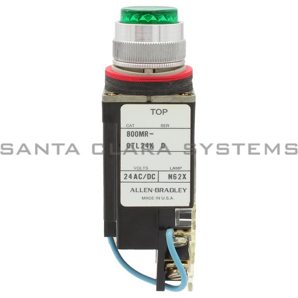 Allen Bradley 800MR-QTL24GK Small Round Pilot Light Push to Mtedt Full Voltage 24V Green LED Product Image