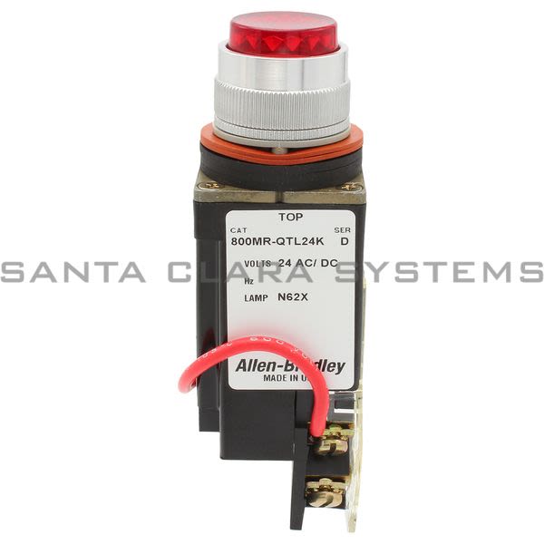 Allen Bradley 800MR-QTL24RK Small Round Pilot Light Push to Mtedt Full Voltage 24V Red LED Product Image