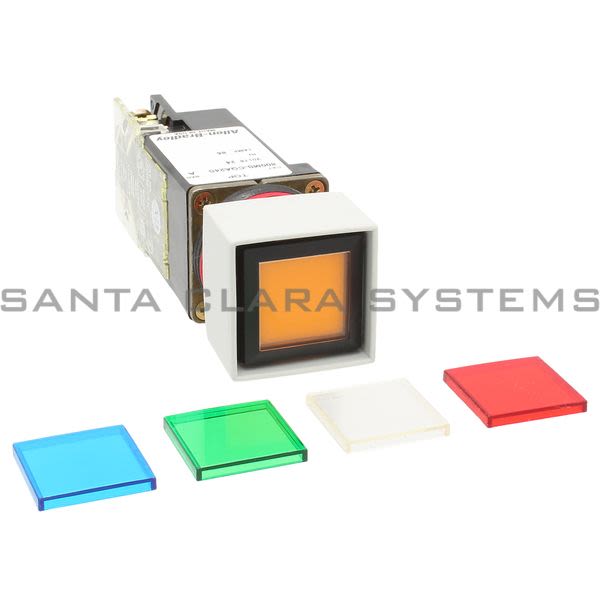 Allen Bradley 800MS-CQA24XAK Small Square Illuminated Push Button Flush Head Full Voltage 24V W/Inserts 1 N.O. 1 N.C. Product Image