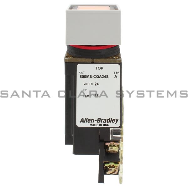 Allen Bradley 800MS-CQA24XAK Small Square Illuminated Push Button Flush Head Full Voltage 24V W/Inserts 1 N.O. 1 N.C. Product Image