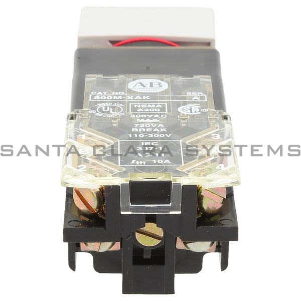 Allen Bradley 800MS-CQA24XAK Small Square Illuminated Push Button Flush Head Full Voltage 24V W/Inserts 1 N.O. 1 N.C. Product Image