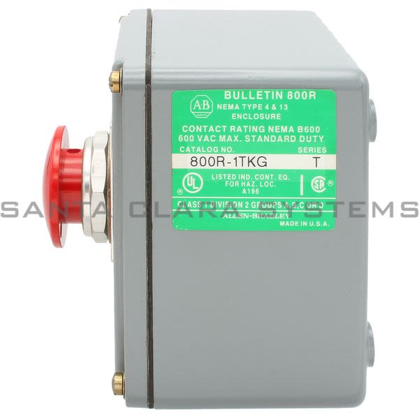 Allen Bradley 800R-1TKG Pushbutton Station Mushroom Head Red Emerg Stop Product Image