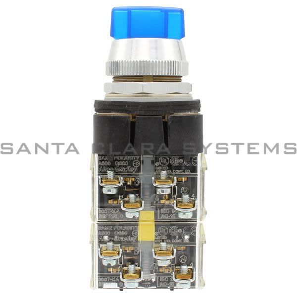 Allen Bradley 800T-16JB91KB7AA Illuminated Selector Switch Type 4,13 3 Position Spr Ret Both Xfmr 120V 60/50Hz Blue Knob Product Image
