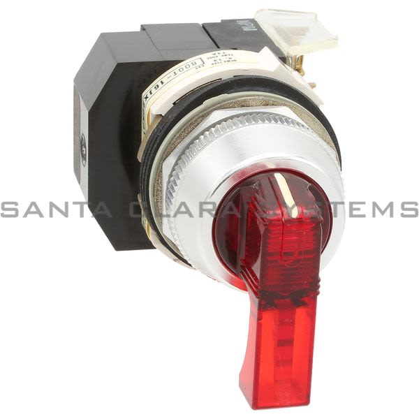 Allen Bradley 800T-16JR20KQ1AX NEMA 4,13 Illuminated Selector Switch 3 Positon Spr Ret Both Xfmr 120V 50/60Hz Red Knob Lever Product Image