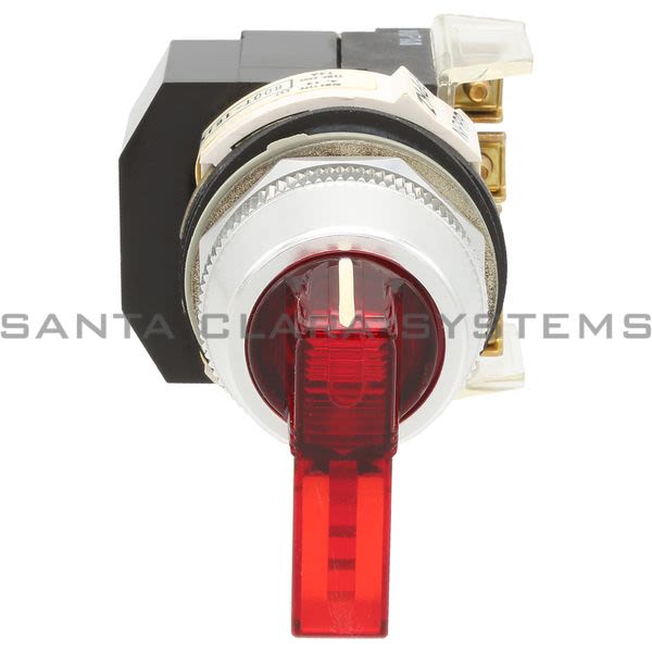 Allen Bradley 800T-16JR20KQ1AX NEMA 4,13 Illuminated Selector Switch 3 Positon Spr Ret Both Xfmr 120V 50/60Hz Red Knob Lever Product Image