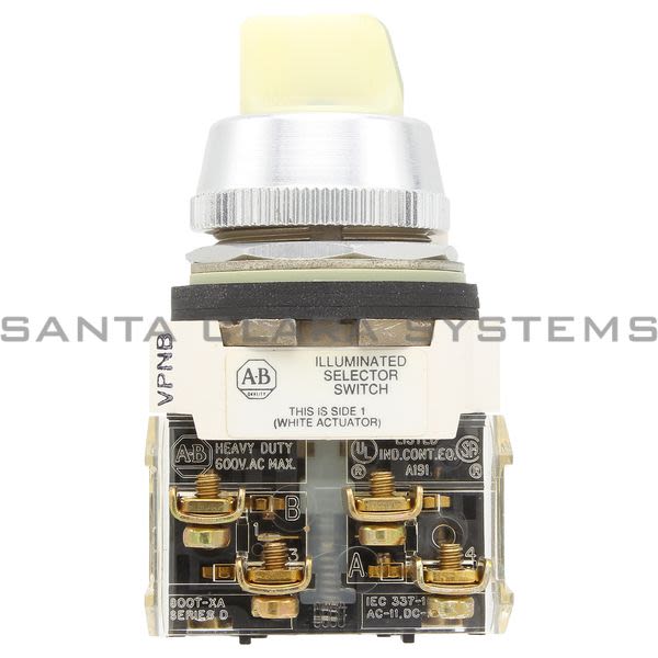 Allen Bradley 800T-16JW4KB7AX Illuminated Selector Switch, White Knob Product Image