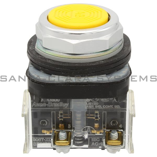 Allen Bradley 800T-A9A2 30.5MM TYPE 4/13 MOM. CONTACT PB, NON-ILLUM., YELLOW, FLUSH HD, 2 NO Product Image