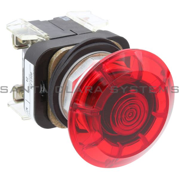 Allen Bradley 800T-FXJQH24RA Illuminated P.B. Type 4,13 2 Position Push-Pull Full V LED High Visibilty 24V Red Jumbo Mushroom Cap Product Image