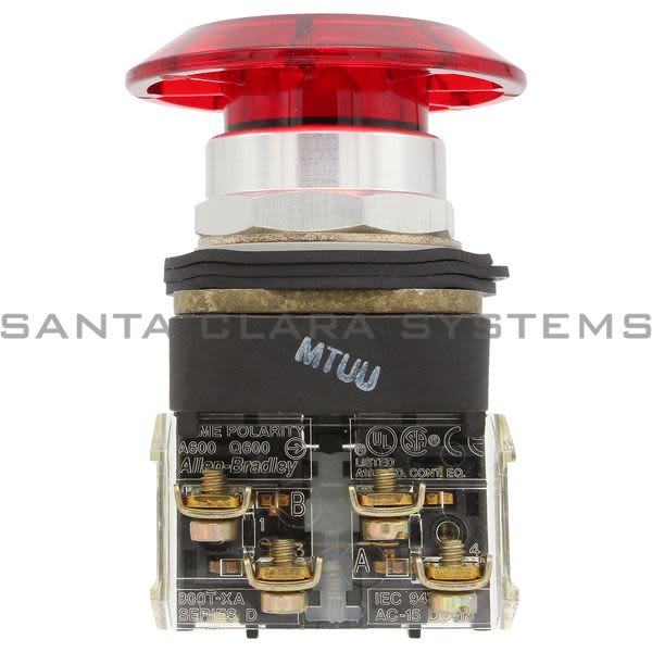 Allen Bradley 800T-FXJQH24RA Illuminated P.B. Type 4,13 2 Position Push-Pull Full V LED High Visibilty 24V Red Jumbo Mushroom Cap Product Image