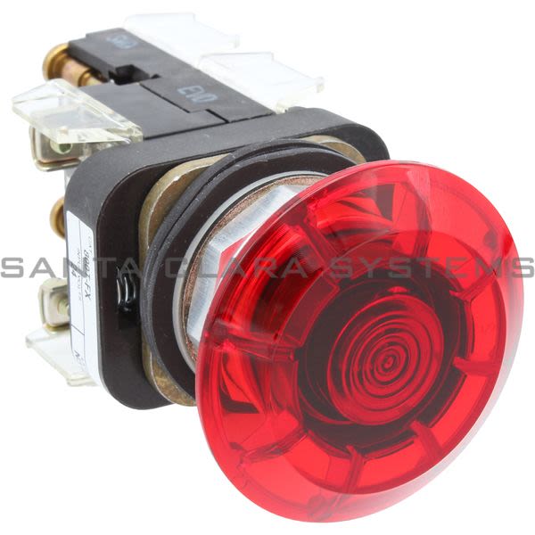 Allen Bradley 800T-FXJQH24RA5 Push Button Type 3,14 2 Position Push-Pull Full V-LED High Visibility Red Jumbo Mushroom Cap Illuminated Product Image