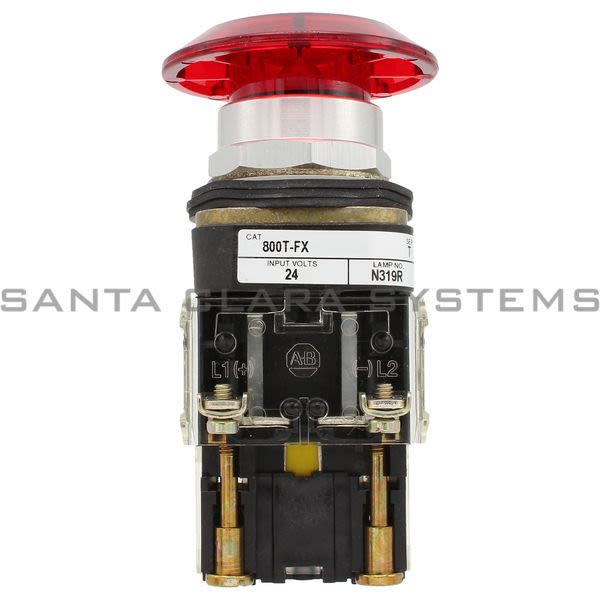 Allen Bradley 800T-FXJQH24RA5 Push Button Type 3,14 2 Position Push-Pull Full V-LED High Visibility Red Jumbo Mushroom Cap Illuminated Product Image