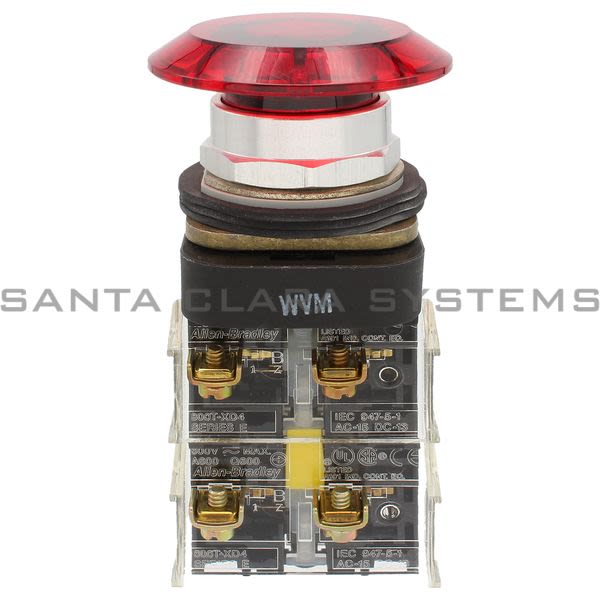 Allen Bradley 800T-FXJQH24RA5 Push Button Type 3,14 2 Position Push-Pull Full V-LED High Visibility Red Jumbo Mushroom Cap Illuminated Product Image