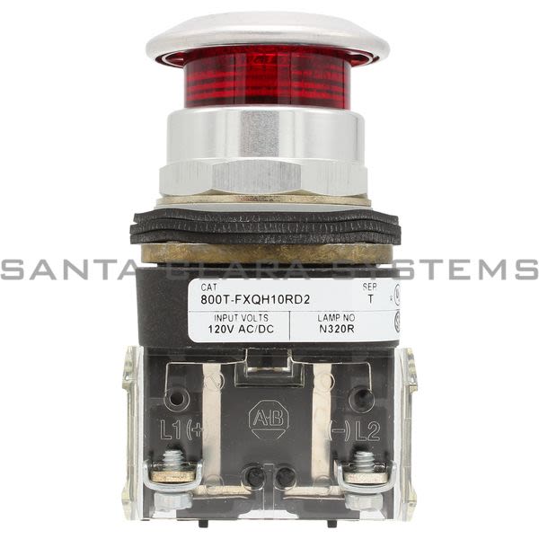 Allen Bradley 800T-FXQH10RD2 Illuminated Push Button Type 4,13 2 Positon Push-Pull Full Voltage LED High Visibility 120V Red Cap 1 N.C. Product Image