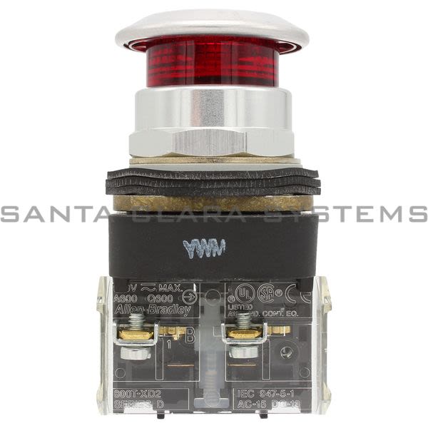 Allen Bradley 800T-FXQH10RD2 Illuminated Push Button Type 4,13 2 Positon Push-Pull Full Voltage LED High Visibility 120V Red Cap 1 N.C. Product Image