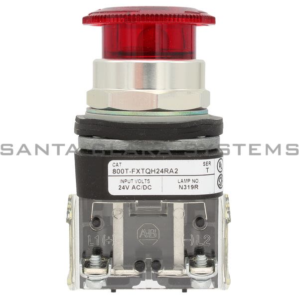 Allen Bradley 800T-FXTQH24RA2 Illuminated Push Button Type 4,13 2 Position Twist-Release Full V LED High Visibilty 24V Red Cap 1 N.O. 1 N.C.L.B. Product Image