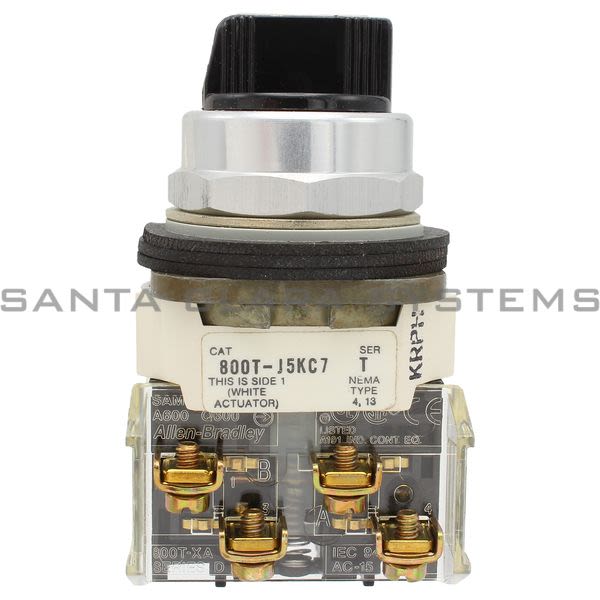 Allen Bradley 800T-J5KC7B Selector Switch Type 4,13 3 Position Spring Return From Right Black Std. Knob Product Image
