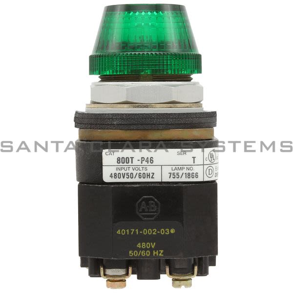 Allen Bradley 800T-P46G Pilot Light Type 4,13 Xfmr 480V Green Lens Product Image