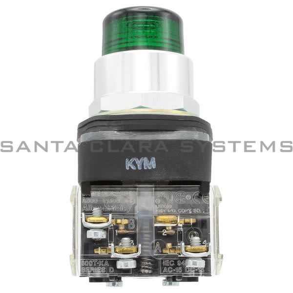 Allen Bradley 800T-PB46G 30.5mm Type 4/13 Mom. Contact PB-Illum., Green Product Image