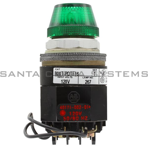 Allen Bradley 800T-PDTF16G Pilot Light Type 4,13 Dual Input Xfmr 120V Green Product Image