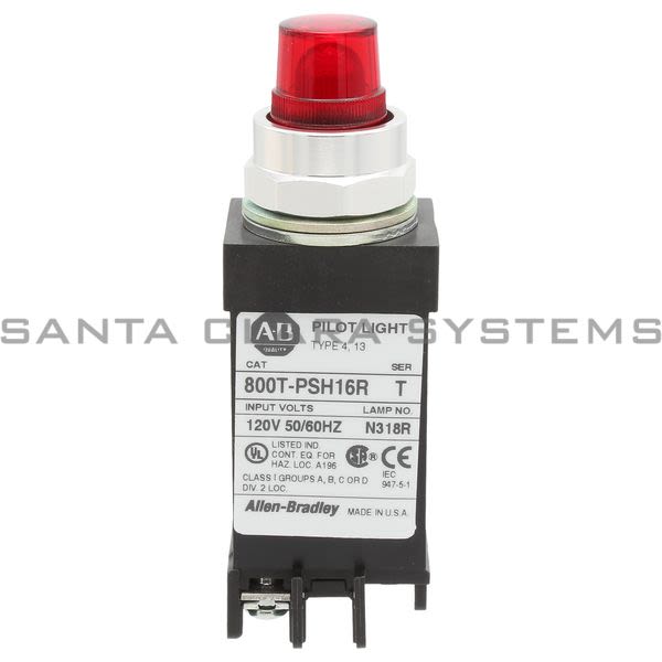 Allen Bradley 800T-PSH16R 800T Small Pilot Light,Red,Transformer,120V AC 50/60 Hz Product Image