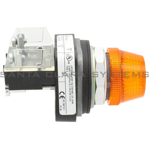 Allen Bradley 800T-Q12A Pilot Light NEMA 4,13 Full Voltage 12V Amber Lens Product Image