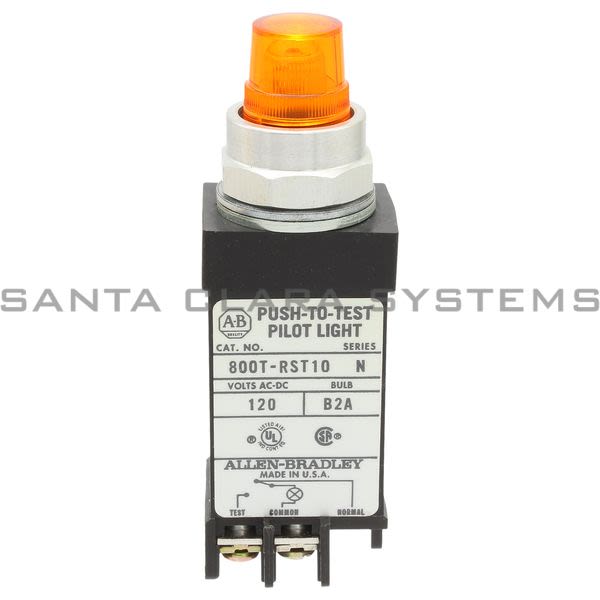 Allen Bradley 800T-RST10A 800T Small Pilot Light, Amber, Neon, Push-to-TEST120V AC/DC Product Image
